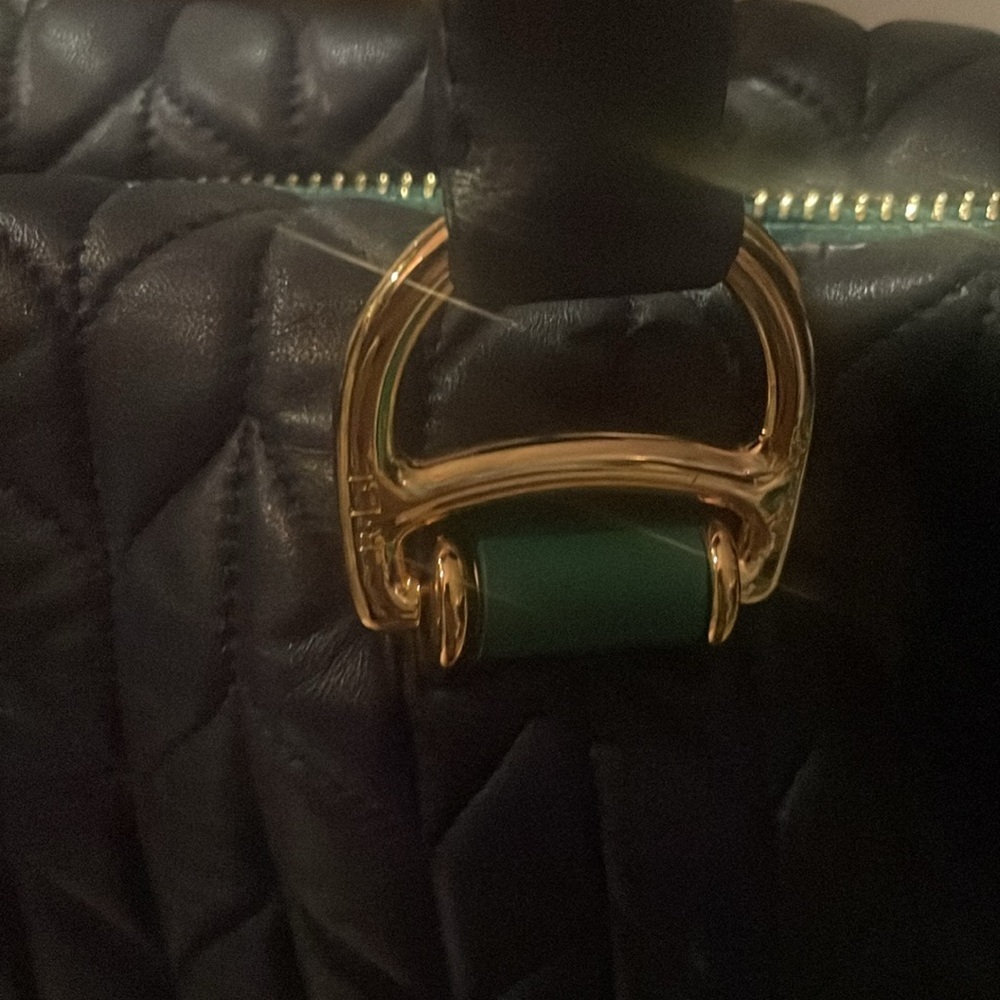 Ralph Lauren Blue Quilted Leather Zip Satchel - Picture 10 of 12